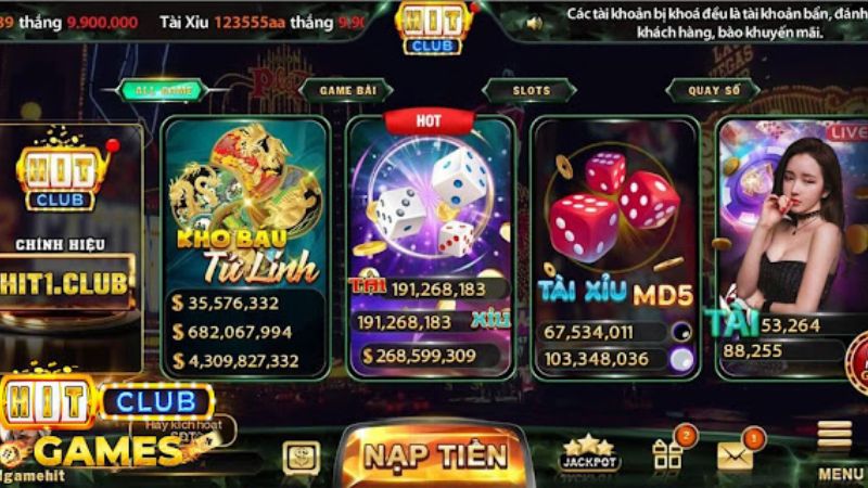 Hitclub đã thu hút hàng ngàn người chơi game cờ bạc mỗi ngày với sự đa dạng về trò chơi 